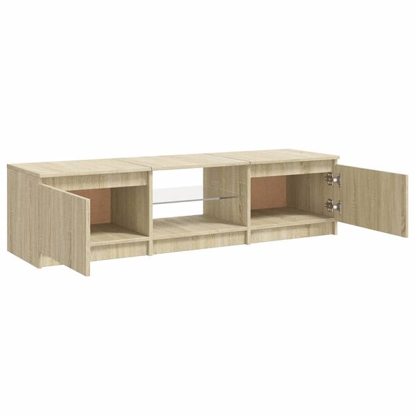 vidaXL TV Cabinet with LED Lights Sonoma Oak 55.1x15.7x14.2"