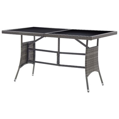 vidaXL Patio Table Gray 55.1"x31.5"x29.1" Poly Rattan