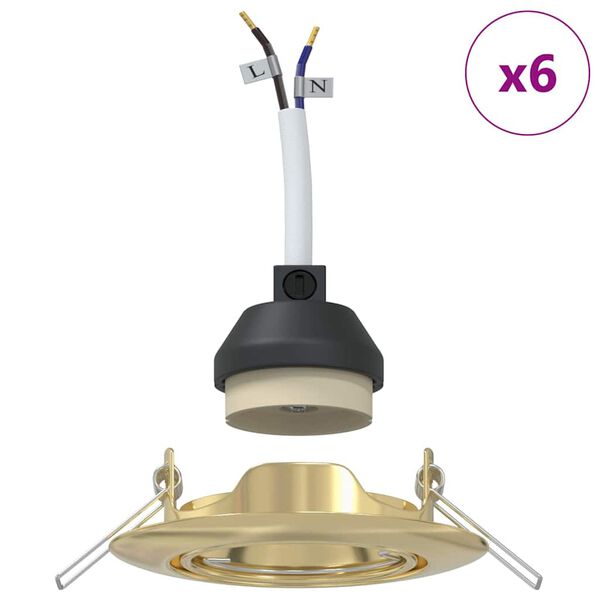 vidaXL Spotlights with Spotlights 6 pcs Gold 9 x 9 cm Metal