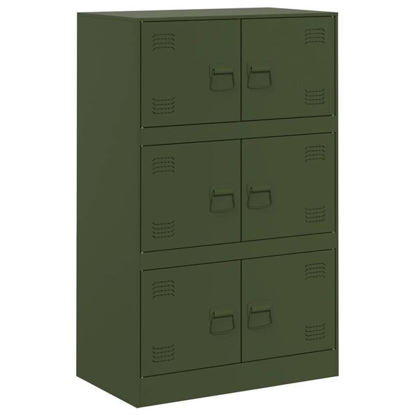 vidaXL Sideboard Olive Green Cold-rolled Steel 26.4 x 15.4 x 42.1 in