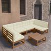 vidaXL Garden Lounge Set Honey Brown Solid pinewood, fabric (100% polyester)