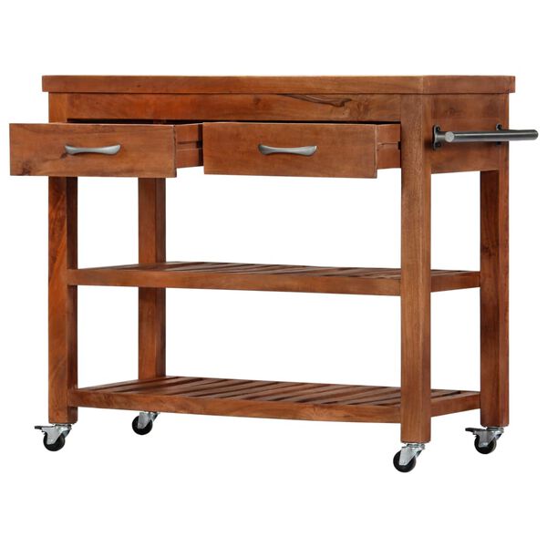 vidaXL Kitchen Trolley 39.4"x18.9"x35" Solid Wood Acacia