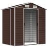 vidaXL Garden Shed Brown Galvanized Steel Medium Garden Shed