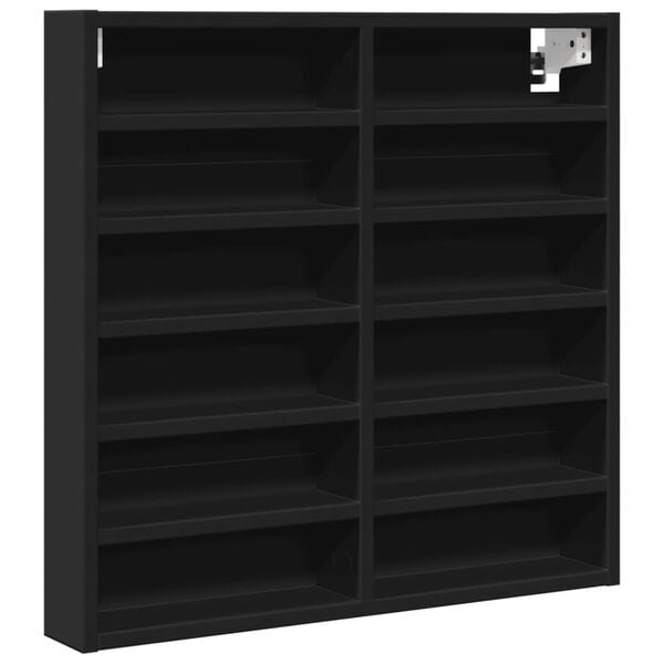 vidaXL Display Cabinet Black Engineered wood 23.6 x 3.3 x 22.8 in