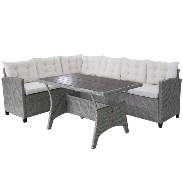vidaXL Outdoor Furniture Set Grey, Cream White