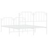 vidaXL Bed Frame White Powder-Coated Steel Double Bed Frame