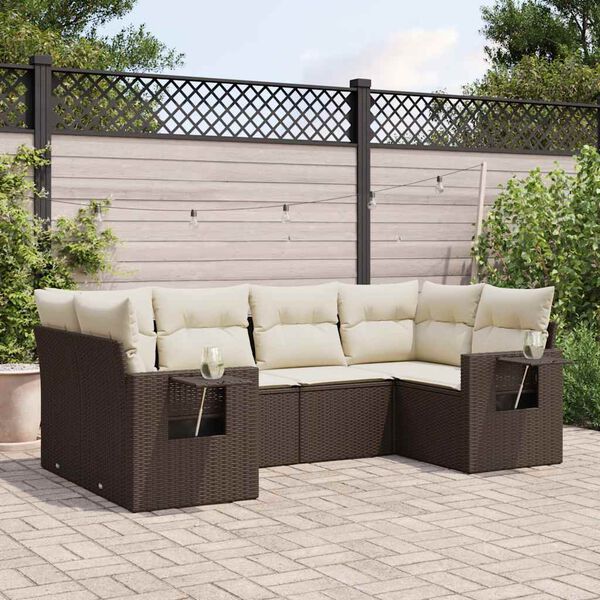 vidaXL Garden Sofa Set Brown and Cream White