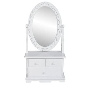 vidaXL Vanity Table Soft White MDF Compact Vanity Table Oval Vintage