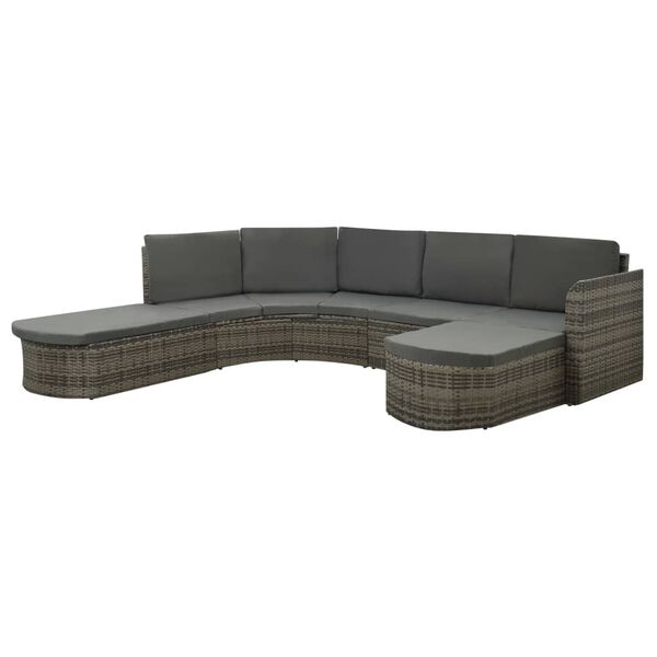 vidaXL Patio Sofa Set of 4 Gray PE rattan Large Waterproof materials