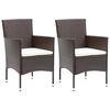 vidaXL Garden Dining Chair Set of 2 Brown Poly rattan, Powder-Coated Steel
