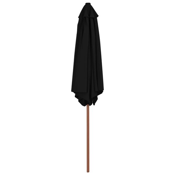 vidaXL Garden Parasol Black Laminated bamboo, hardwood, polyester Large