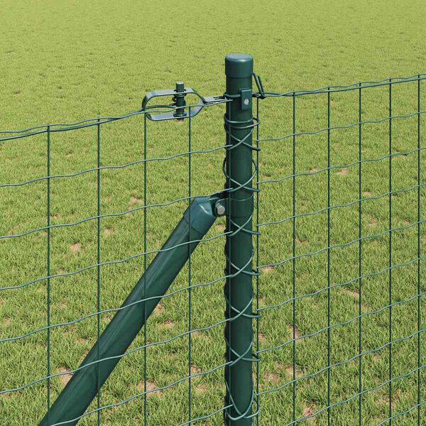 vidaXL Fence Posts Manual 7 pcs Green Ø32mm 160 cm Galvanized steel
