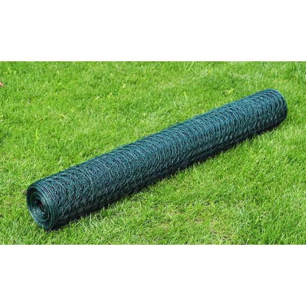 vidaXL Chicken Wire Fence with PVC Coating 82.0x1.6' Green