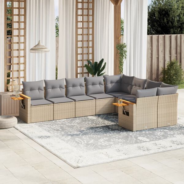 vidaXL Garden Sofa Set Beige, Light Grey