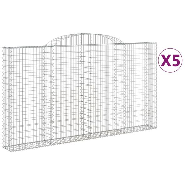 vidaXL Arched Gabion Baskets 5 pcs 118.1x11.8x160/180" Galvanised Iron
