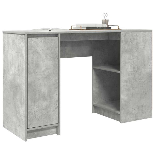 vidaXL Desk Concrete Grey Engineered Wood Medium Desk Rectangular