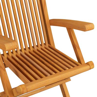 vidaXL Patio Chairs with Blue Cushions 3 pcs Solid Teak Wood