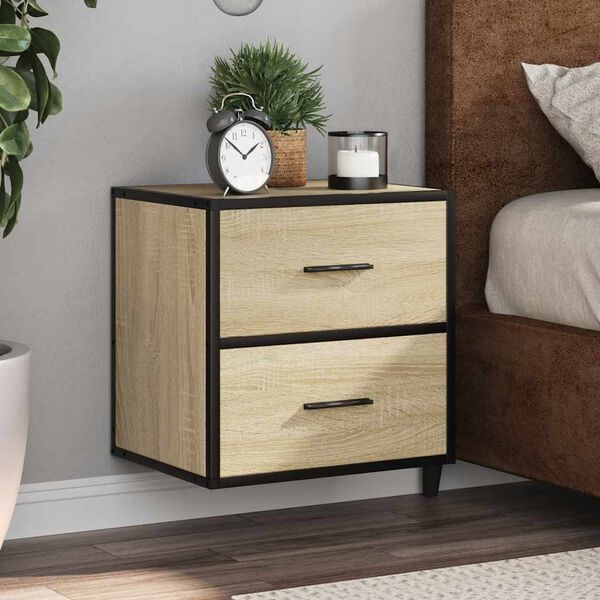 vidaXL Wall-mounted Bedside Cabinet Set of 2 Sonoma oak