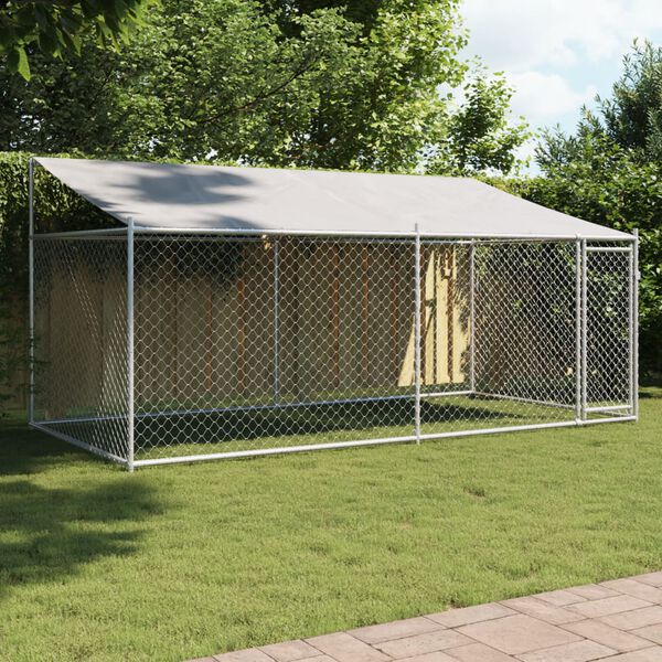 vidaXL Dog Cage Grey Galvanized Steel 13.1 x 6.6 x 6.6 ft Durable