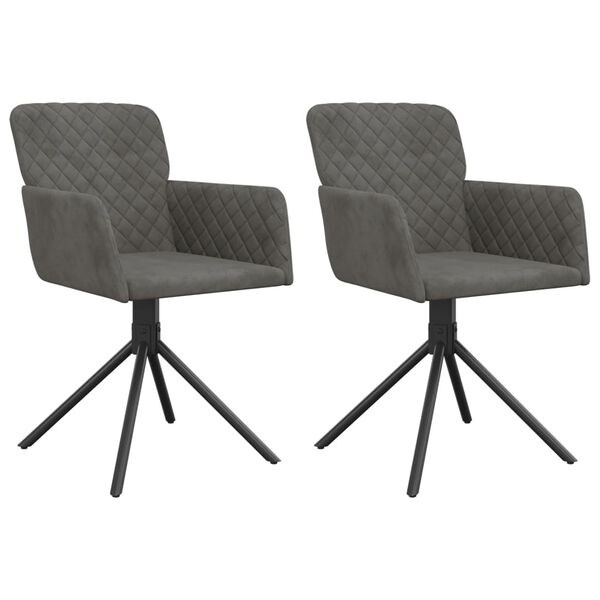 vidaXL Swivel Dining Chair Set of 2 Dark Grey