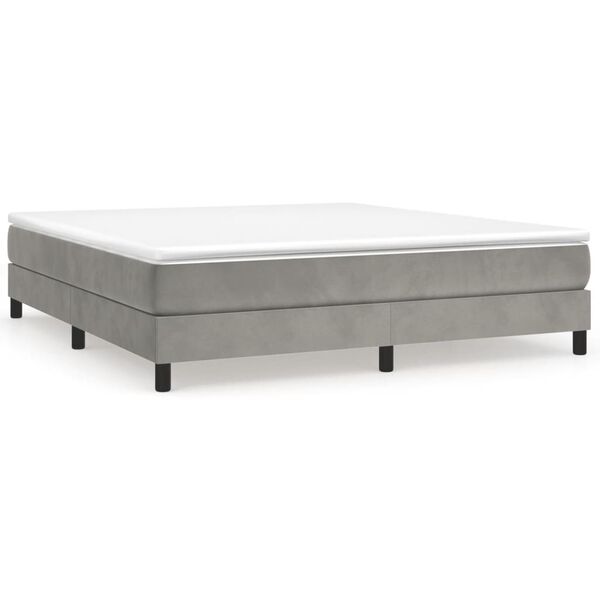 vidaXL Bed Frame Light Grey Velvet, plywood, engineered wood King