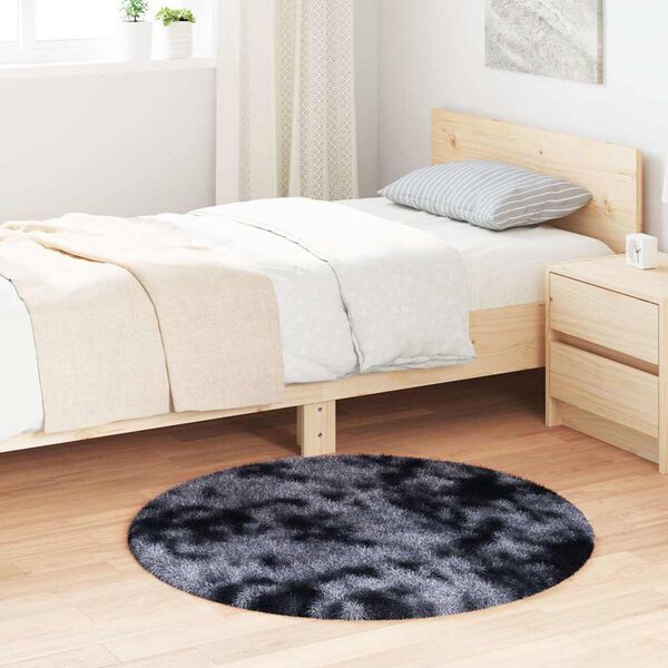 vidaXL Shaggy Rug Dark Grey 100% Polyester 39.4 in diameter Foldable