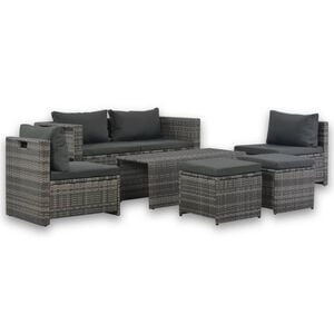 vidaXL Sofa Set Grey Poly Rattan