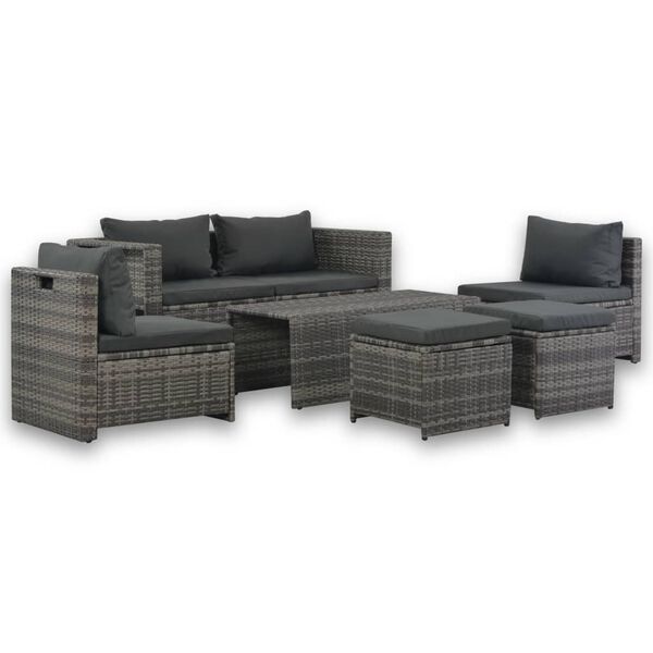 vidaXL Sofa Set Grey Poly Rattan