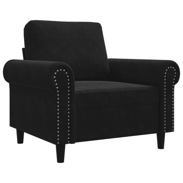 vidaXL Sofa Chair Black Velvet, Metal Single Durable Armchair