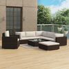vidaXL 8 Piece Patio Lounge Set with Cushions Poly Rattan Brown