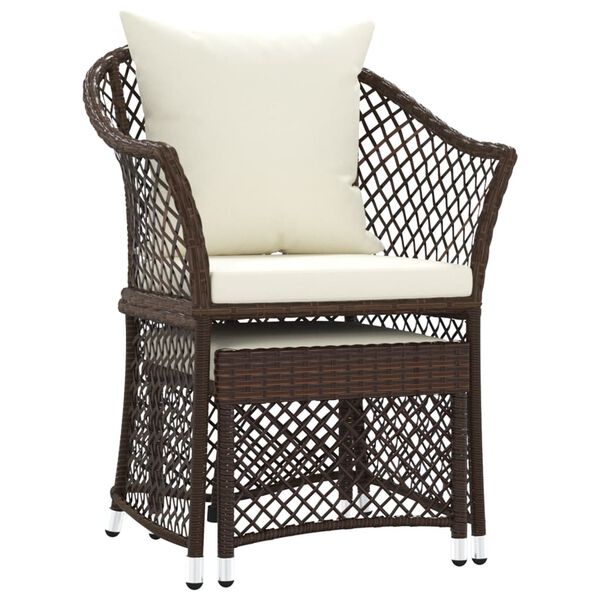 vidaXL Patio Lounge Set Set of 2 Brown and white Poly rattan, Steel