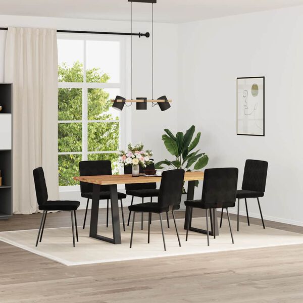 vidaXL Dining Chair Set of 6 Black Velvet Medium Strong Dining Chair