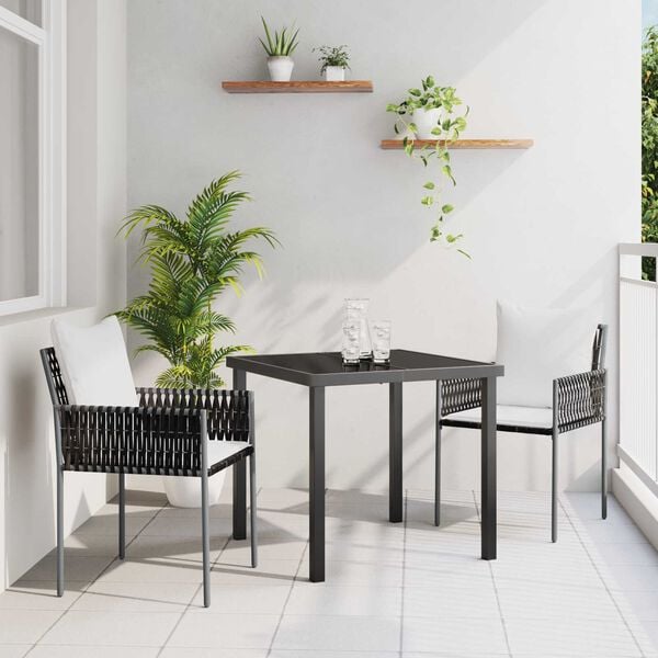 vidaXL Garden Dining Set 5 pcs Black Poly rattan