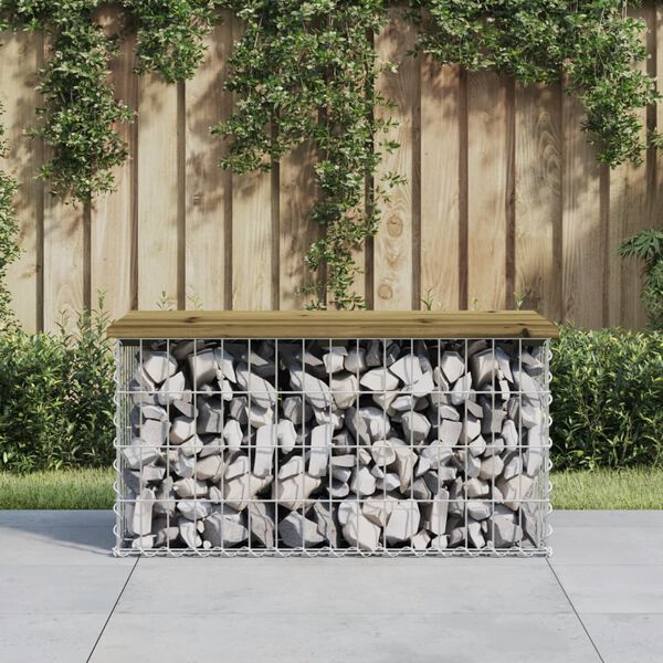 vidaXL Patio Bench Gabion Design 32.7x17.3x16.5" Impregnated Wood Pine