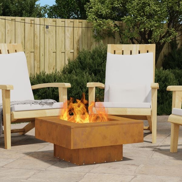 vidaXL Fire Pit Brown 23.62 x 23.62 x 11.81 in Steel