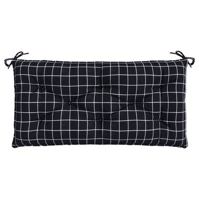 vidaXL Garden Bench Cushions 2pcs Black Check Pattern 39.4"x19.7"x2.8" Fabric