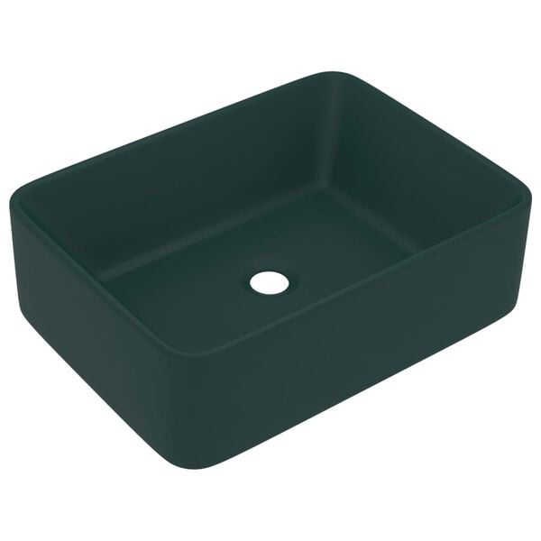 vidaXL Luxury Wash Basin Matt Dark Green 16.1x11.8x4.7" Ceramic