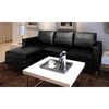vidaXL Sectional Sofa 3-Seater Artificial Leather Black