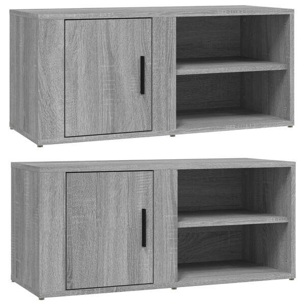 vidaXL TV Cabinet Set of 2 Grey Sonoma Engineered Wood Medium