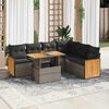 vidaXL Garden Sofa Set Grey, Dark Grey, Acacia PE Rattan Large