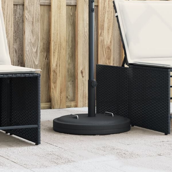 vidaXL Parasol Base Black PE and Concrete Round Contemporary