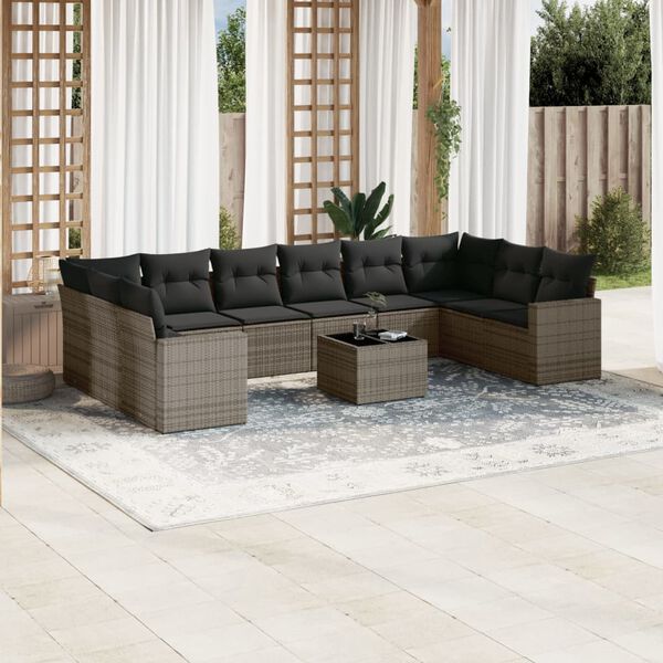 vidaXL Garden Sofa Set Grey, Dark Grey