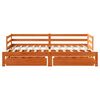 vidaXL Daybed With Trundle Wax Brown Solid Pine Wood Single
