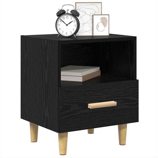 vidaXL Bedside Cabinet with Drawer 2 pcs Black oak 40 x 35 x 47.5 cm
