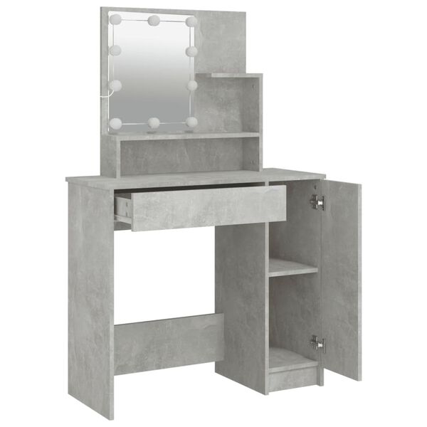 vidaXL Dressing Table Concrete grey Engineered wood, acrylic Standard
