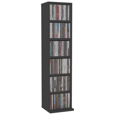vidaXL CD Cabinet Gray 8.3"x7.9"x34.6" Engineered Wood