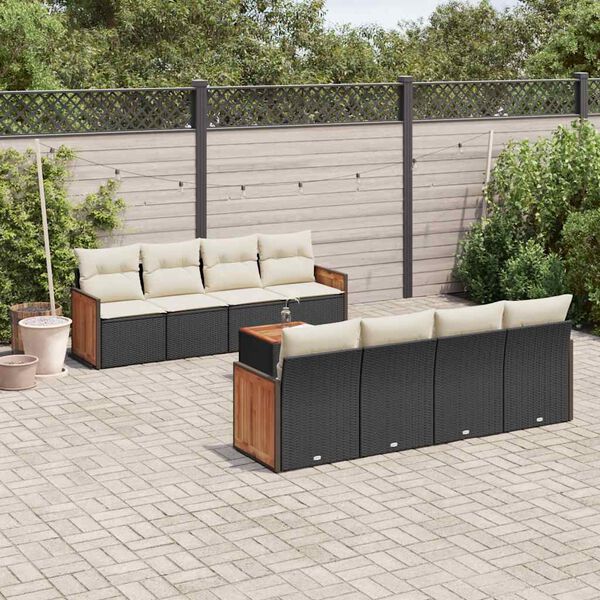 vidaXL Garden Sofa Set Black, Cream White PE rattan Large Modular
