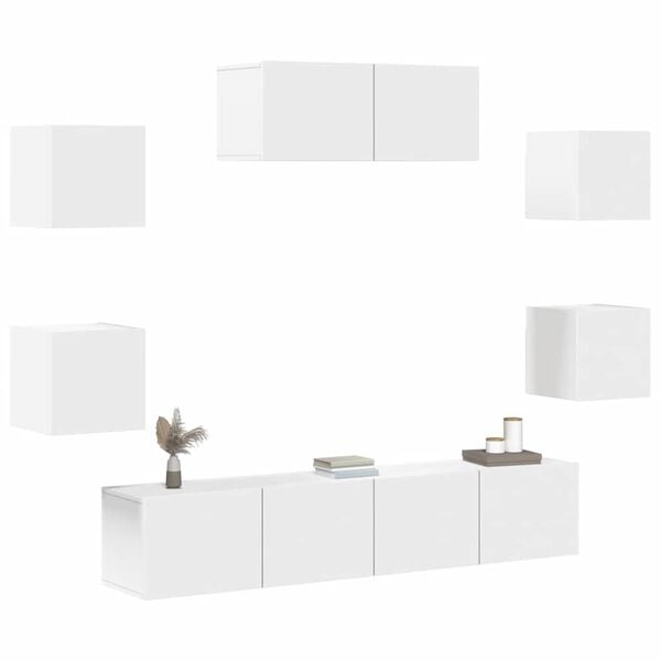 vidaXL 7 Piece TV Stand Set White Engineered Wood