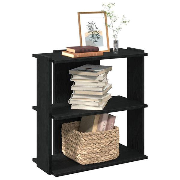 vidaXL Bookcase Black Engineered Wood 3-Tier Bookcase Rectangular