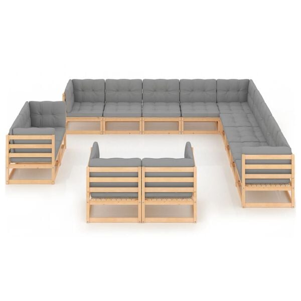 vidaXL Garden Lounge Set Natural wood Solid pinewood, 100% polyester